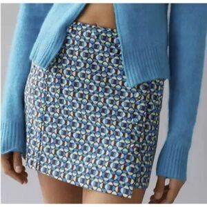 Urban Outfitters Blue Geometric Button Front Mini Skirt size small